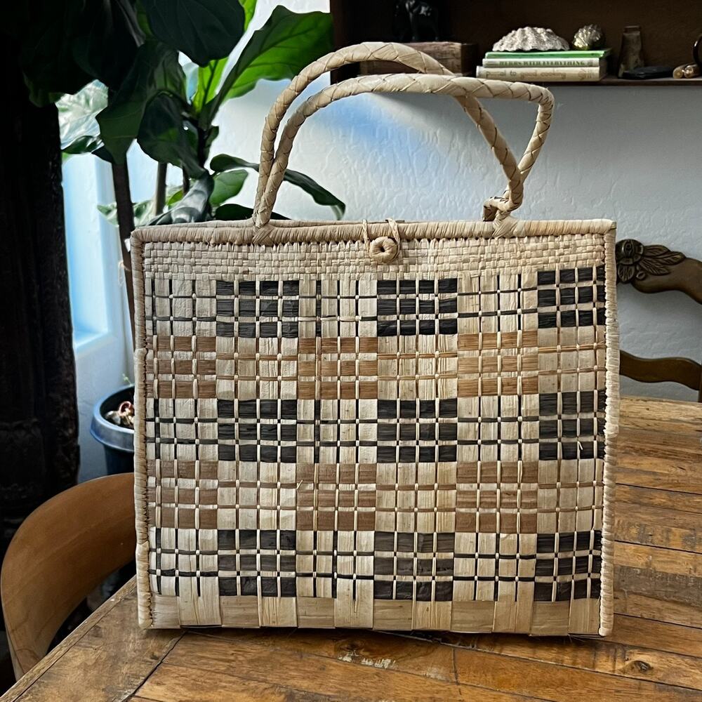 Basket Weave Purse Beach Handbag Double Handles